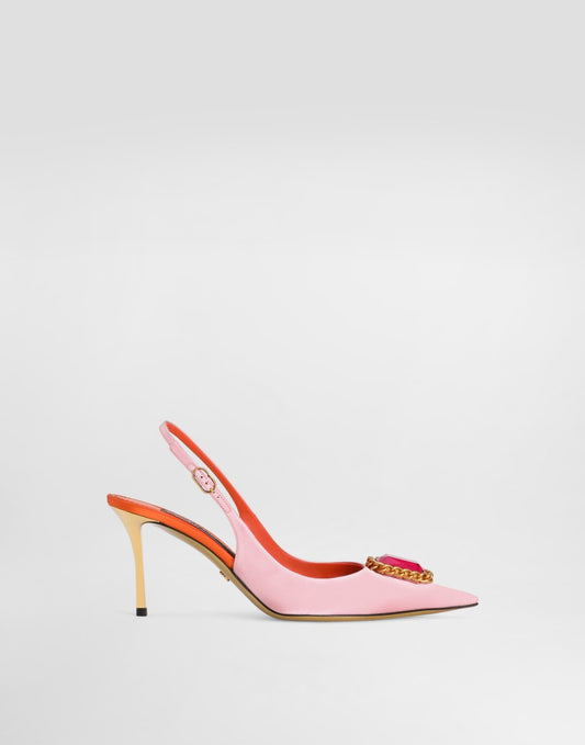 Satin pumps with embellishment