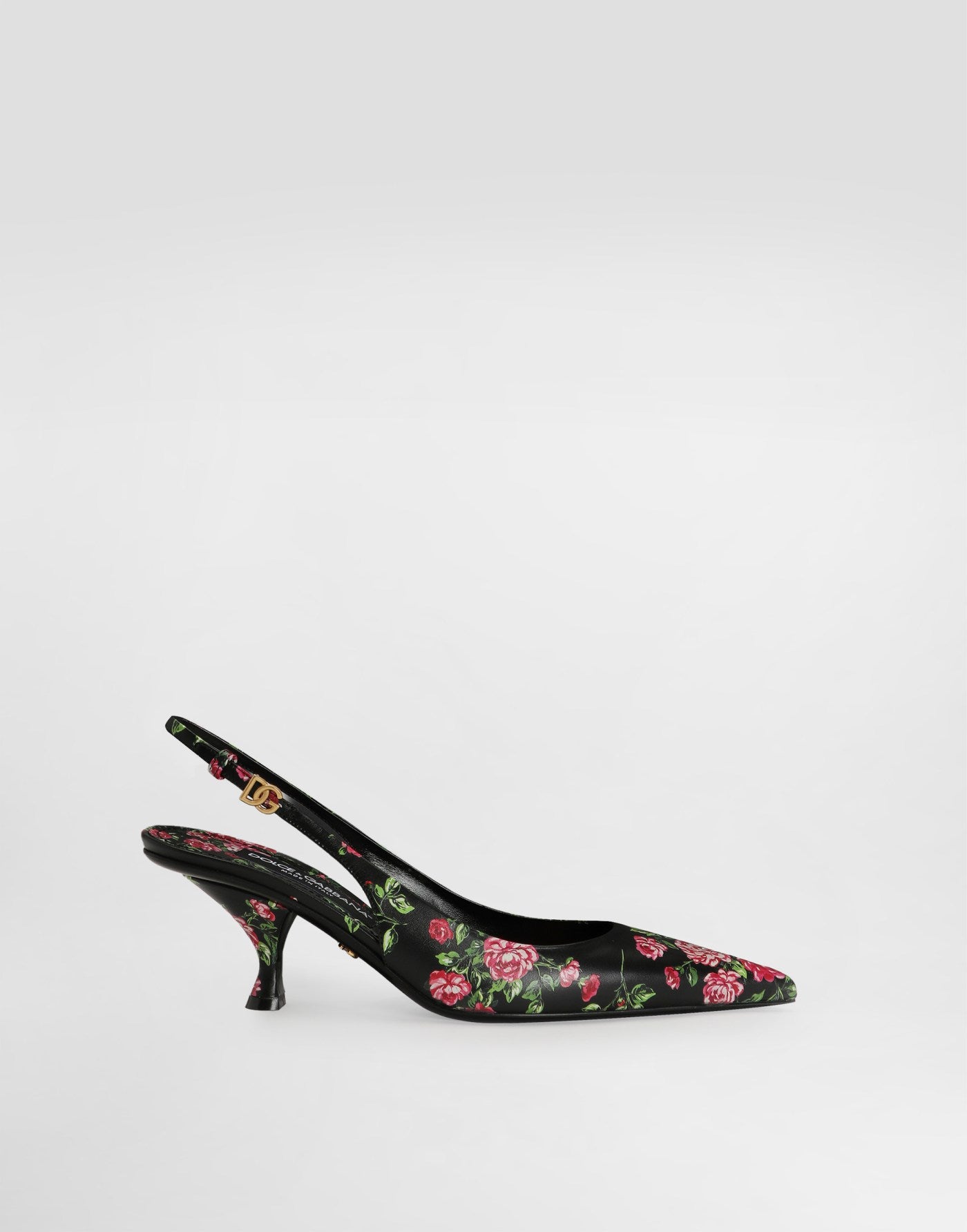Lollo calfskin slingback with rose print