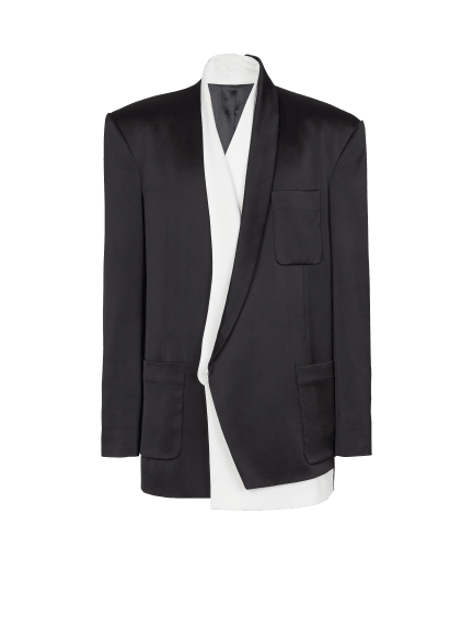 Shawl Collar Crepe Double Jacket