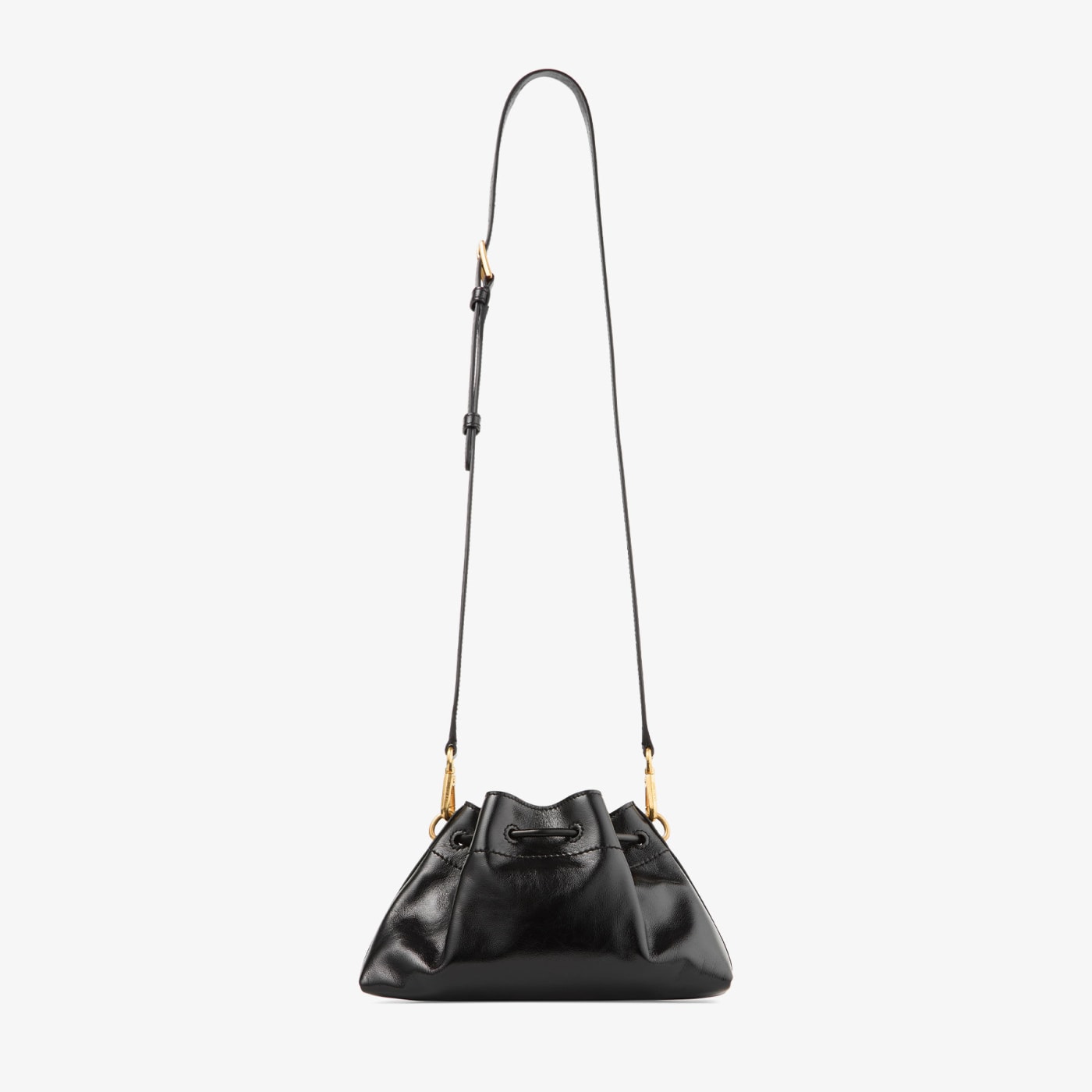 Cinch Small Black Soft Shiny Biker Leather Shoulder Bag