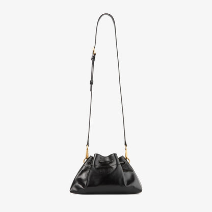 Cinch Small Black Soft Shiny Biker Leather Shoulder Bag