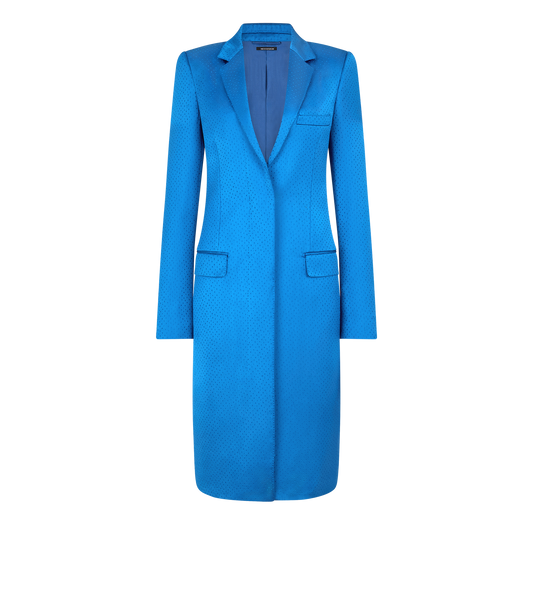 Polka Dot Silk Blend Single Breasted Coat