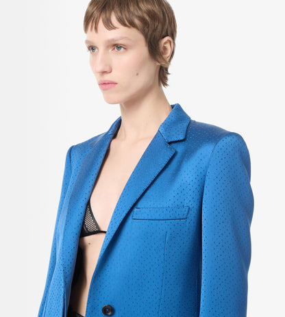 Polka Dot Silk Blend Single Breasted Coat