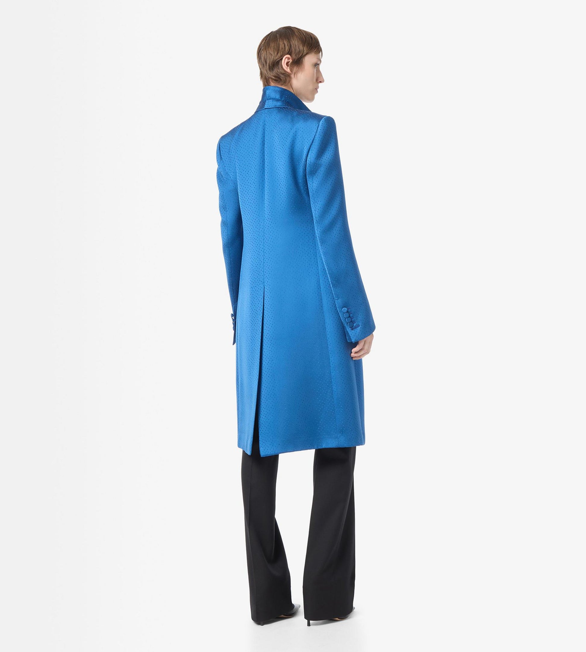 Polka Dot Silk Blend Single Breasted Coat
