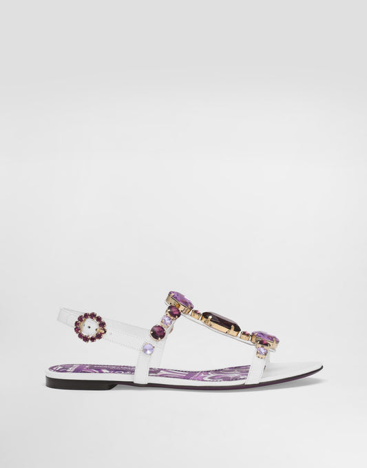 Flip-flops with jewel embroidery