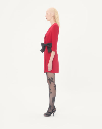 Cady Couture Short Dress With Faille Bow