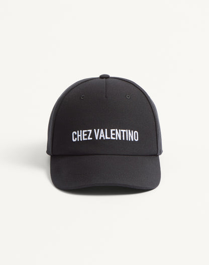 Chez Valentino Cotton Baseball Cap With Embroidery