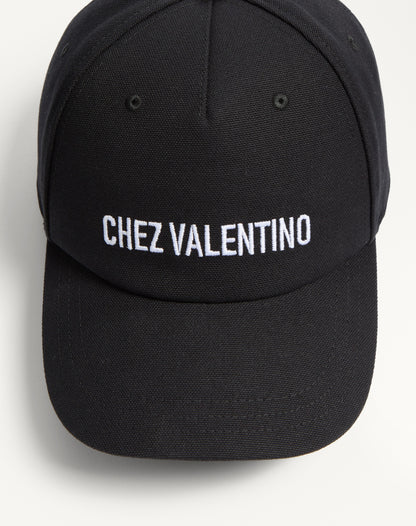 Chez Valentino Cotton Baseball Cap With Embroidery