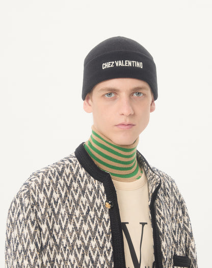 Chez Valentino Knitted Wool Beanie