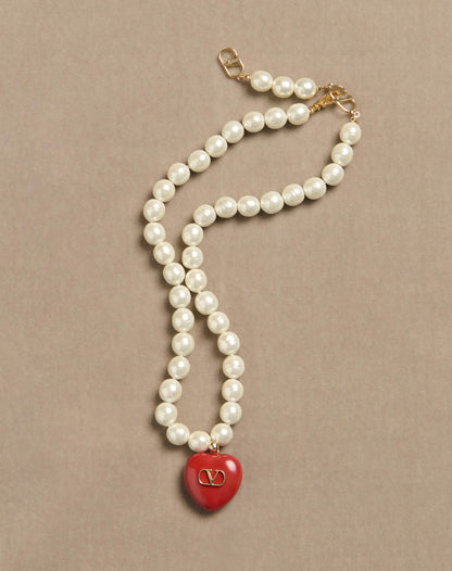 Coeur Royal Necklace In Metal, Enamel And Beads
