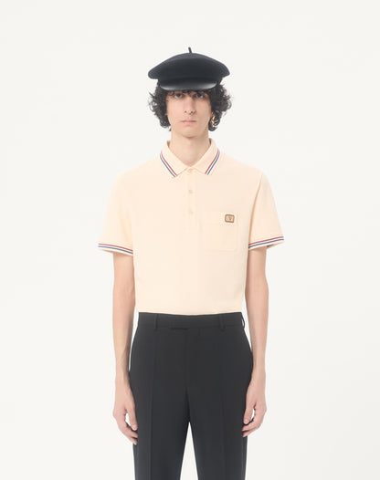 Cotton Piqué Polo Shirt With Vlogo Patch
