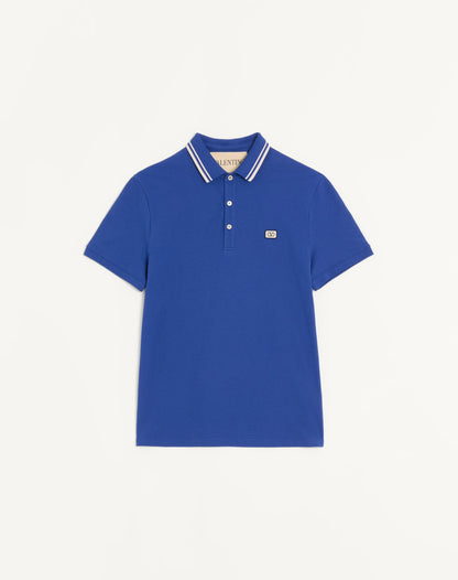 Cotton Piqué Polo Shirt With Vlogo Patch