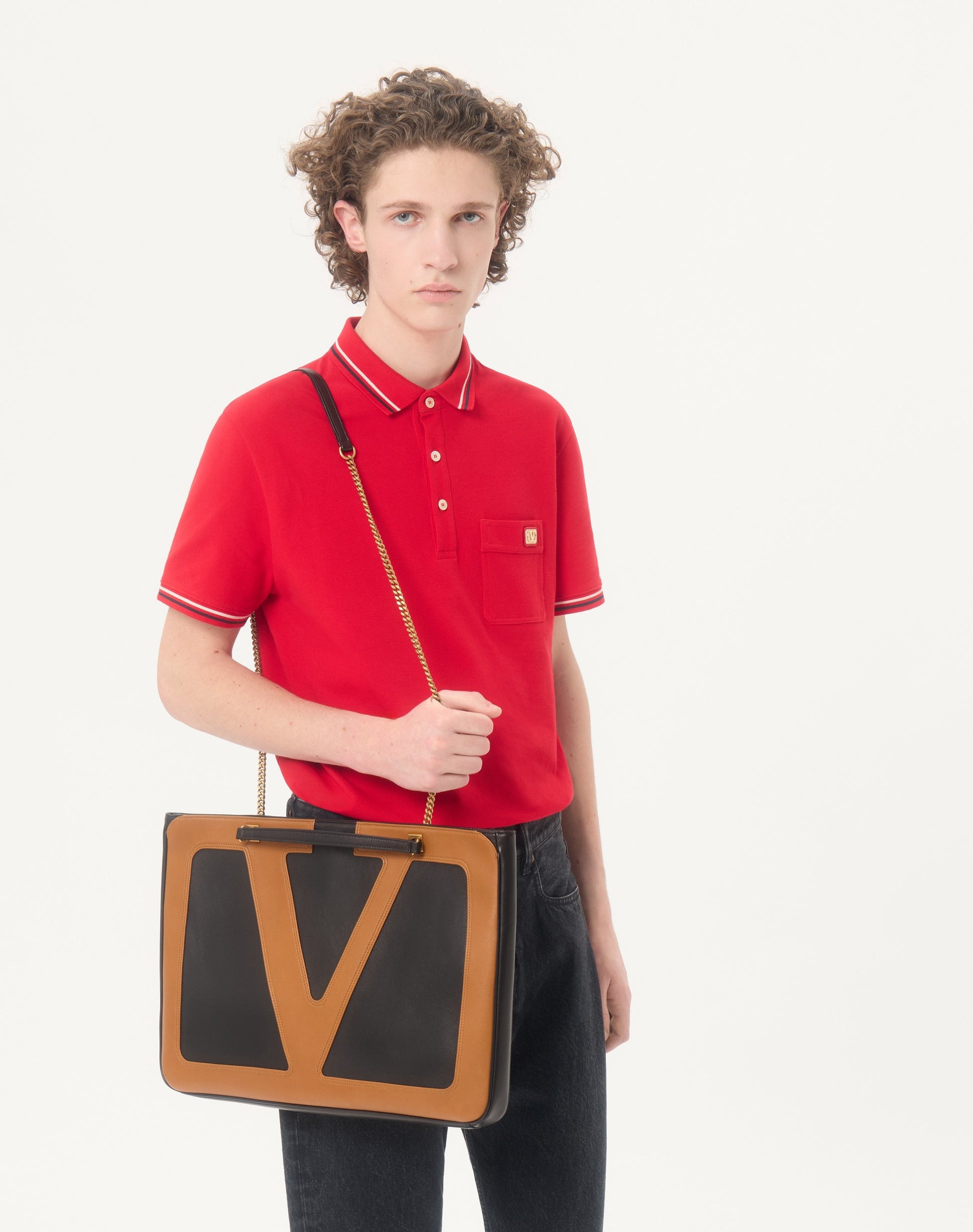 Cotton Piqué Polo Shirt With Vlogo Patch