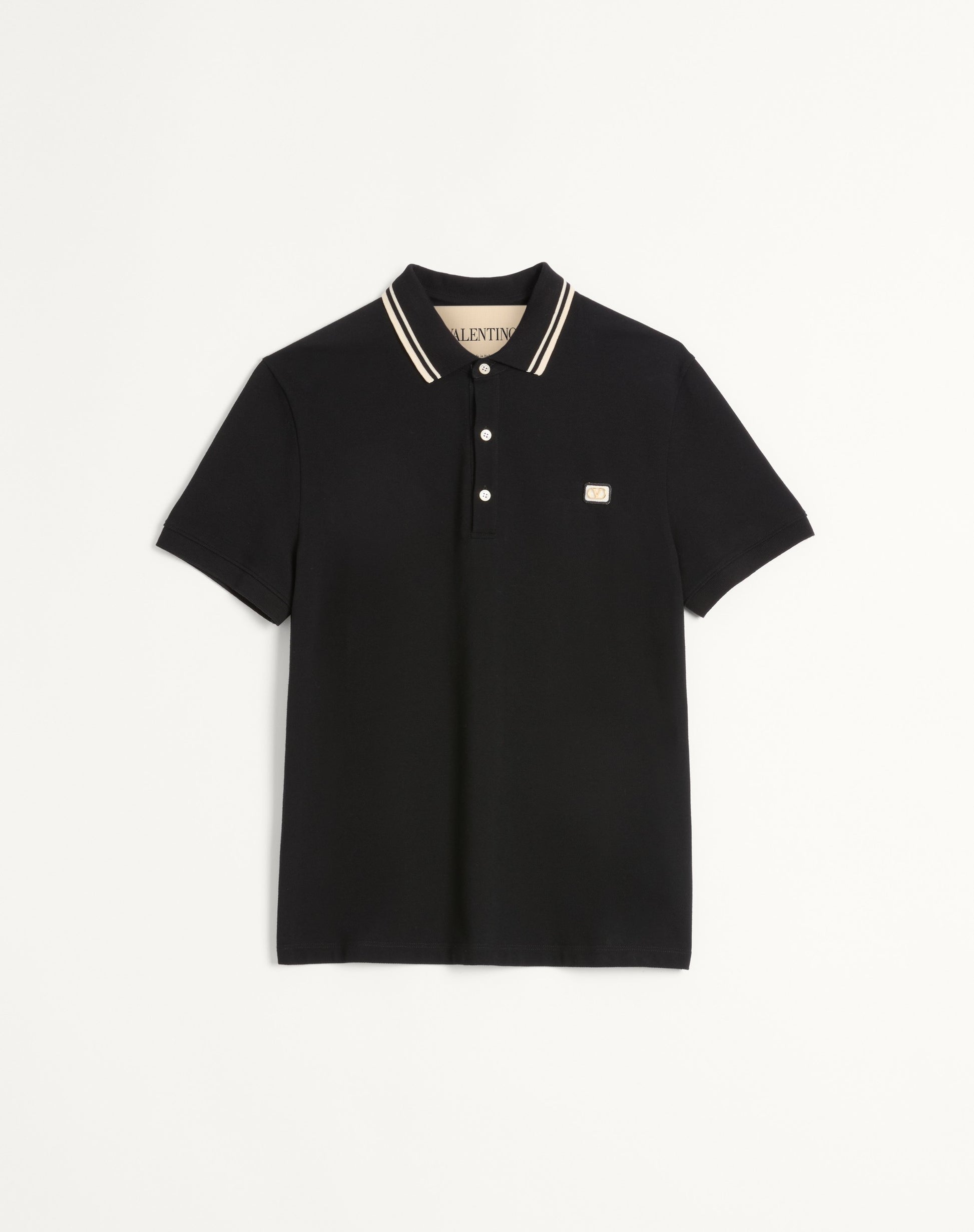 Cotton Piqué Polo Shirt With Vlogo Patch