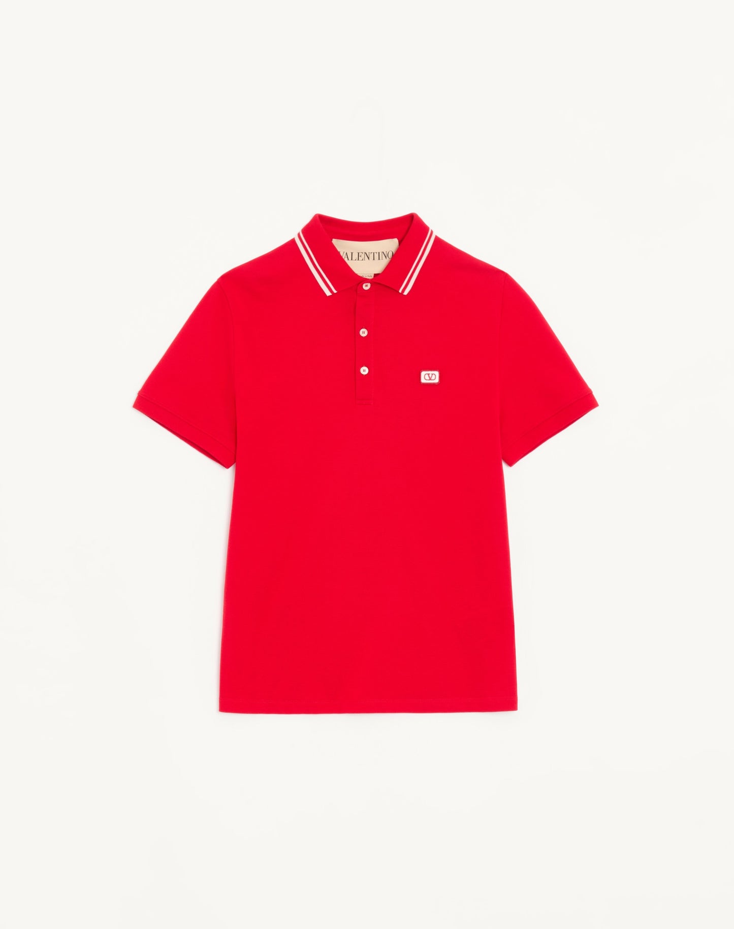 Cotton Piqué Polo Shirt With Vlogo Patch