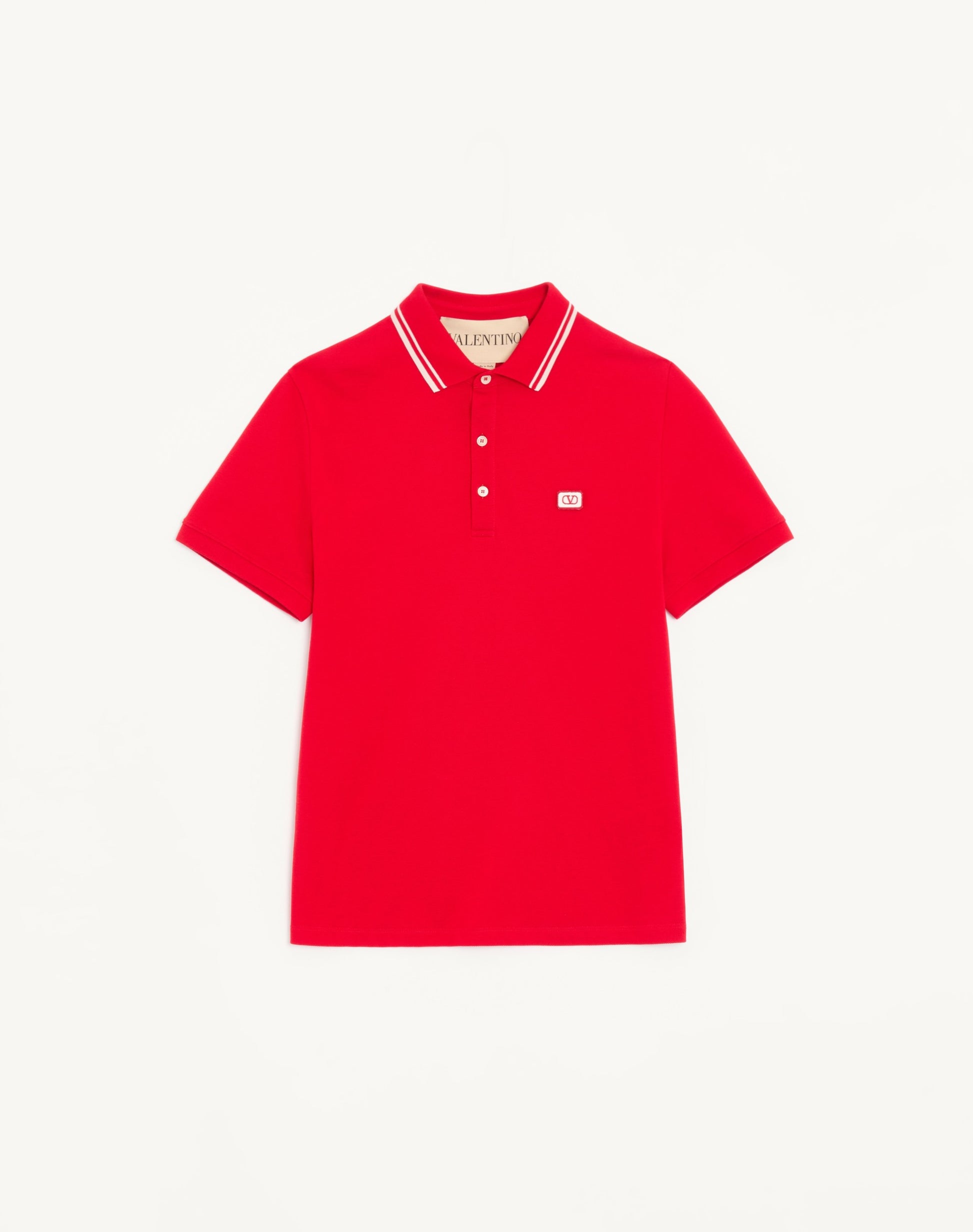 Cotton Piqué Polo Shirt With Vlogo Patch