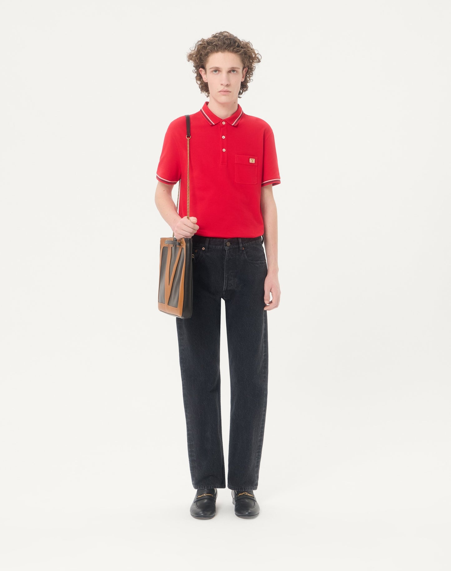 Cotton Piqué Polo Shirt With Vlogo Patch