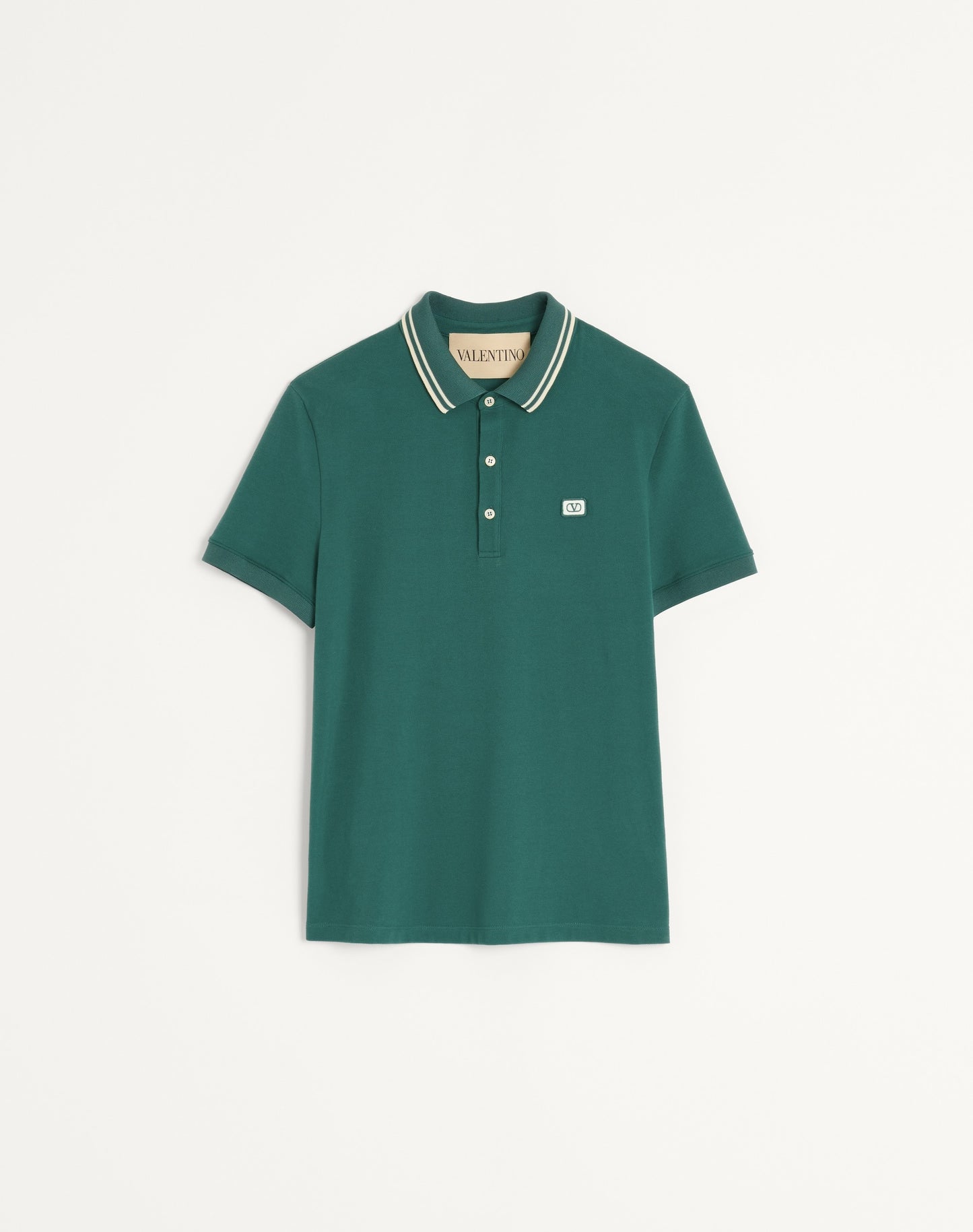 Cotton Piqué Polo Shirt With Vlogo Patch
