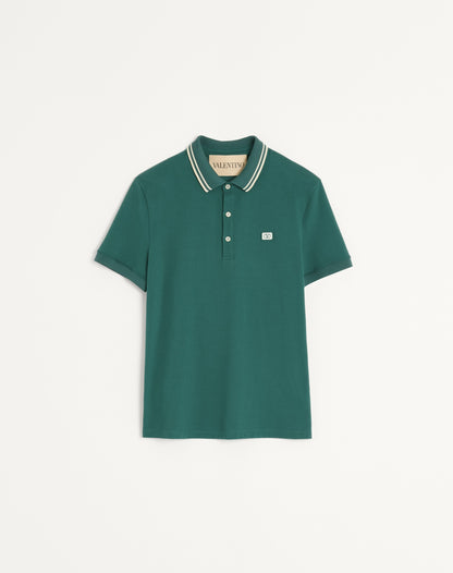 Cotton Piqué Polo Shirt With Vlogo Patch