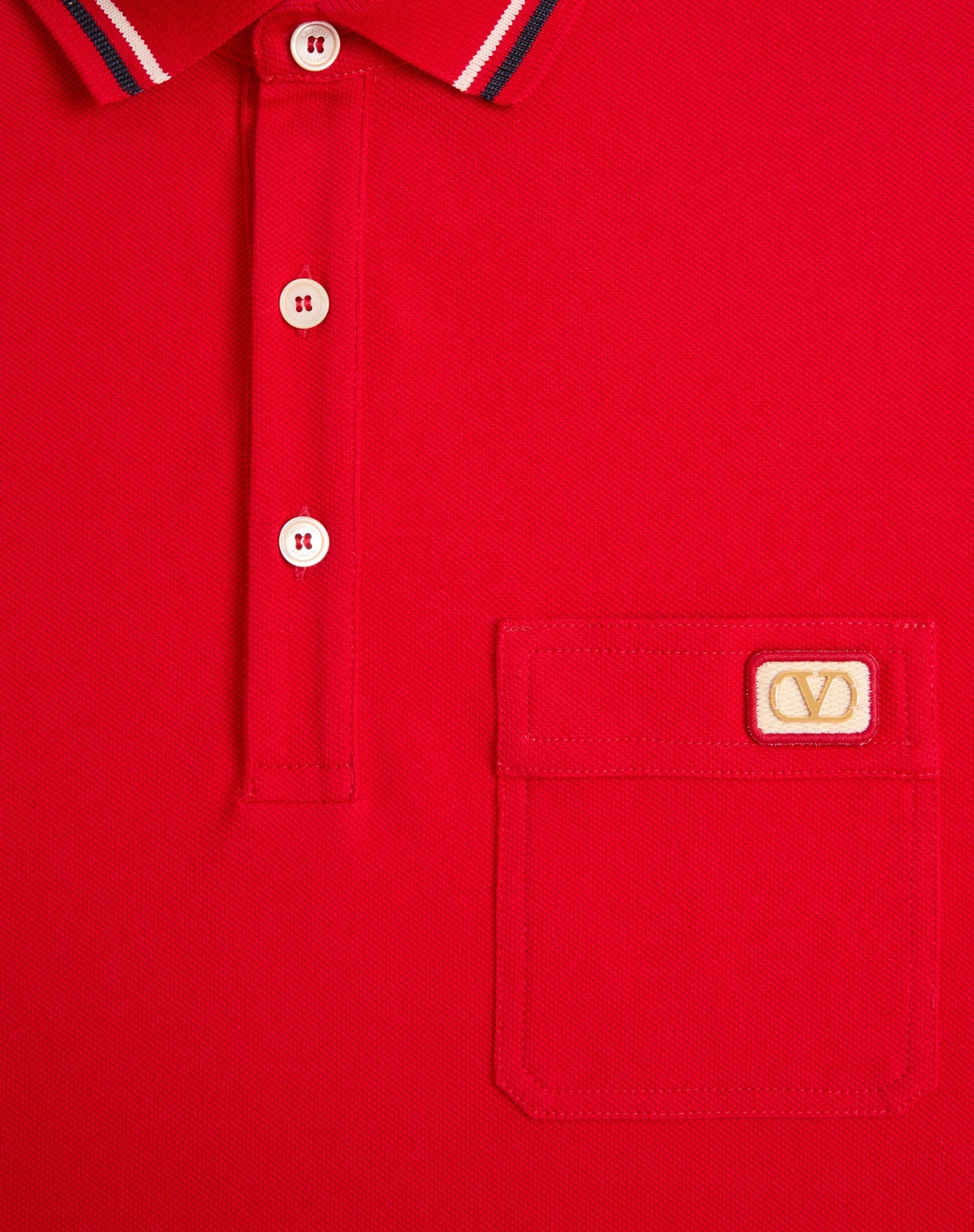 Cotton Piqué Polo Shirt With Vlogo Patch