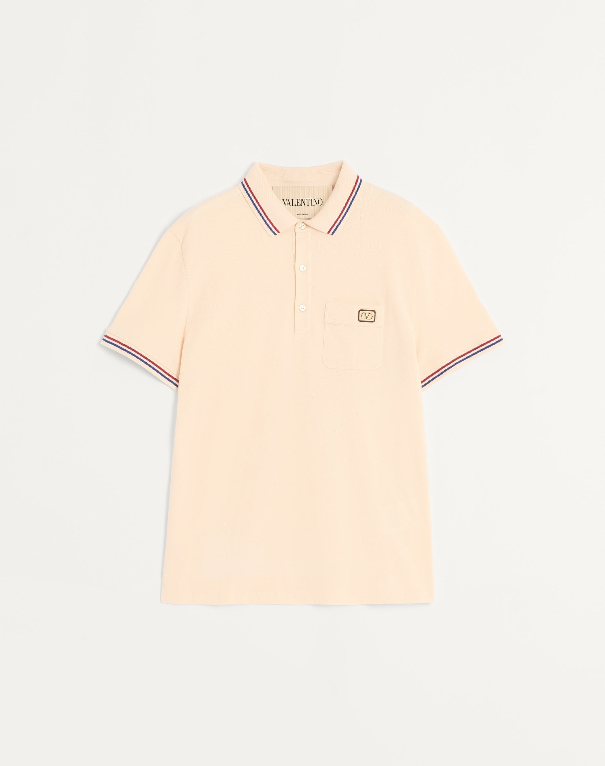 Cotton Piqué Polo Shirt With Vlogo Patch