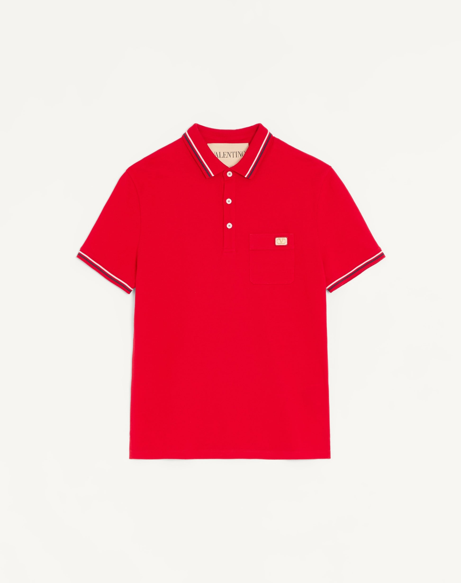 Cotton Piqué Polo Shirt With Vlogo Patch