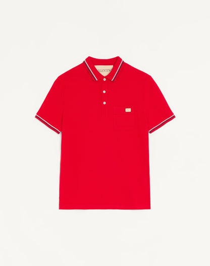 Cotton Piqué Polo Shirt With Vlogo Patch