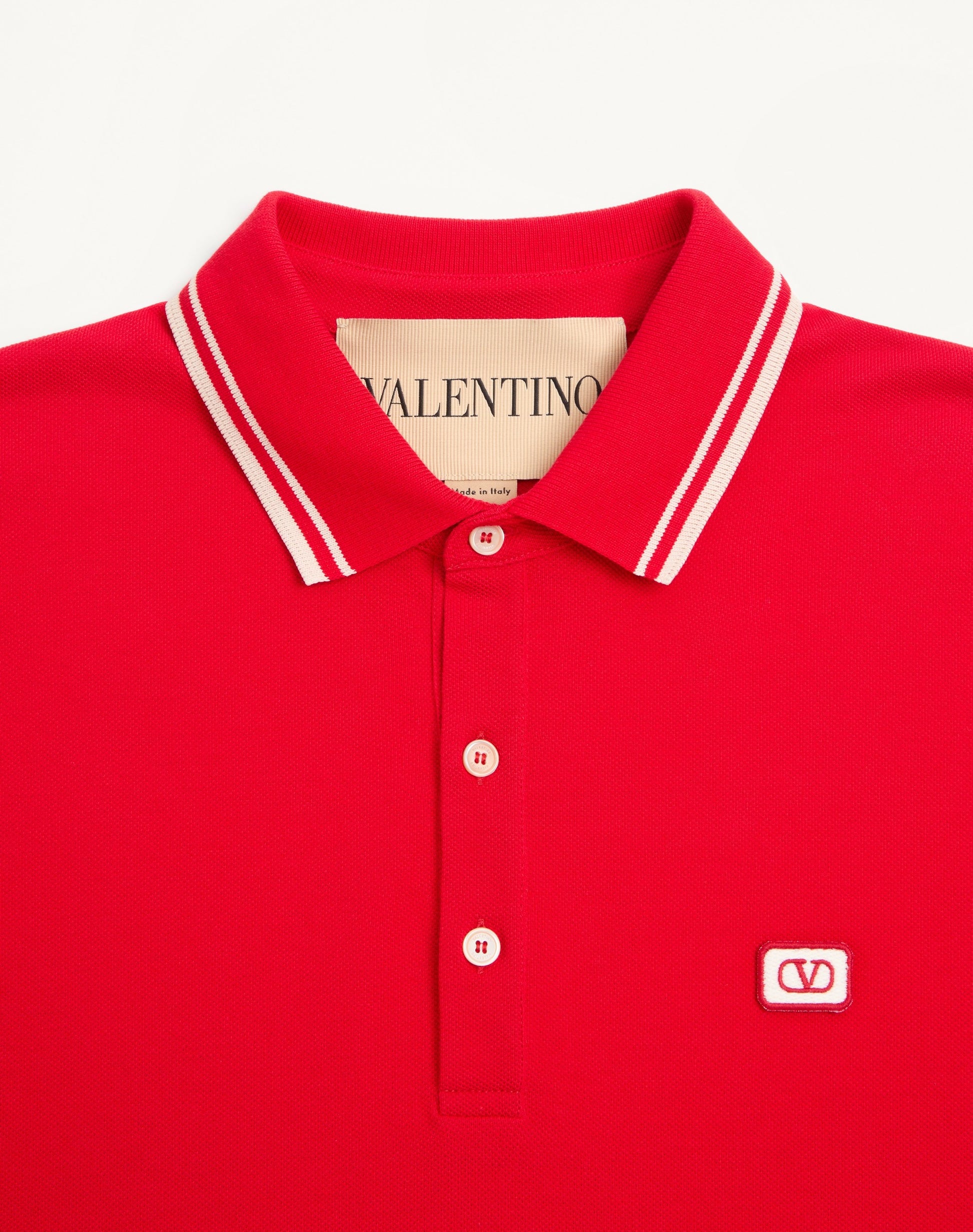Cotton Piqué Polo Shirt With Vlogo Patch