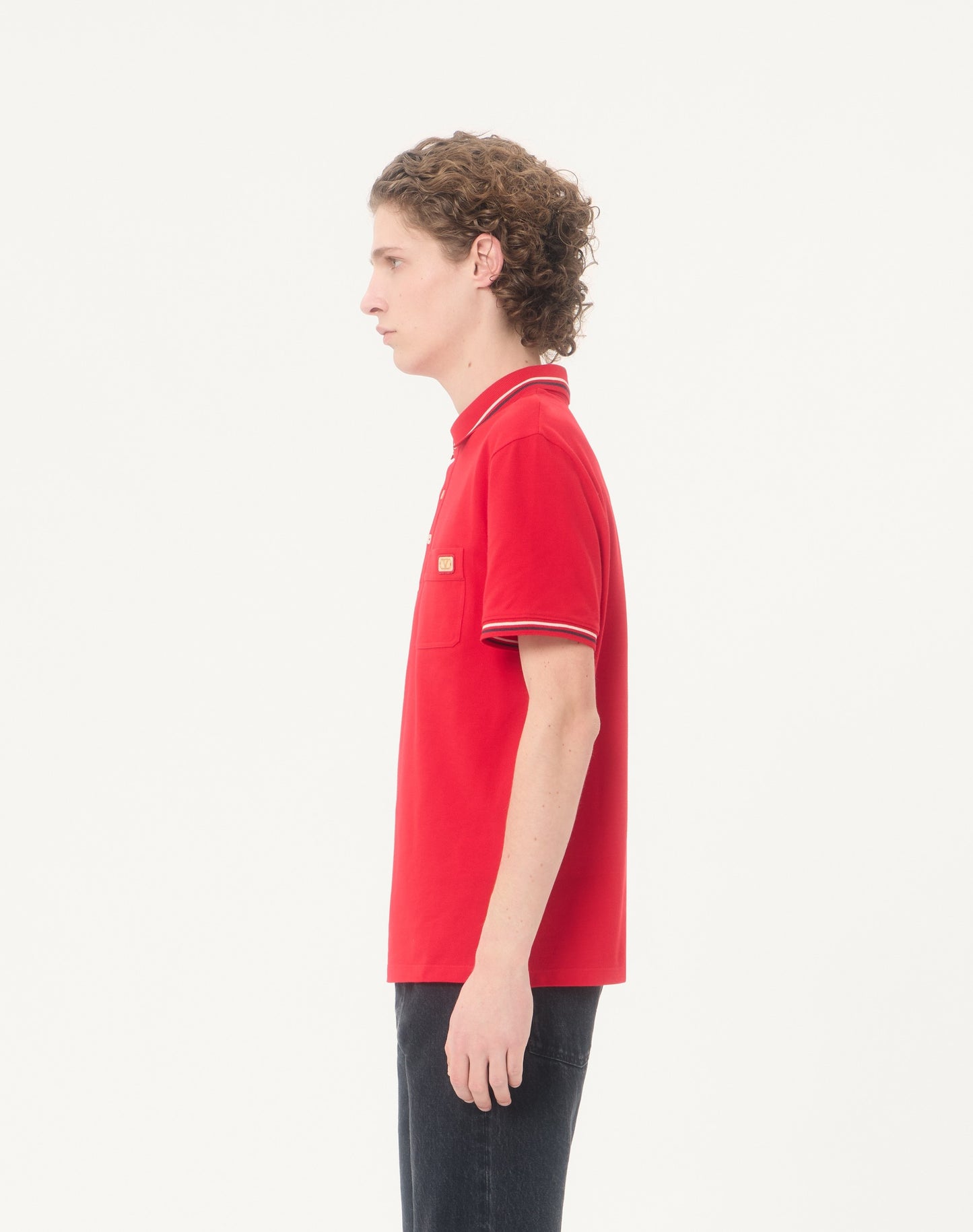 Cotton Piqué Polo Shirt With Vlogo Patch