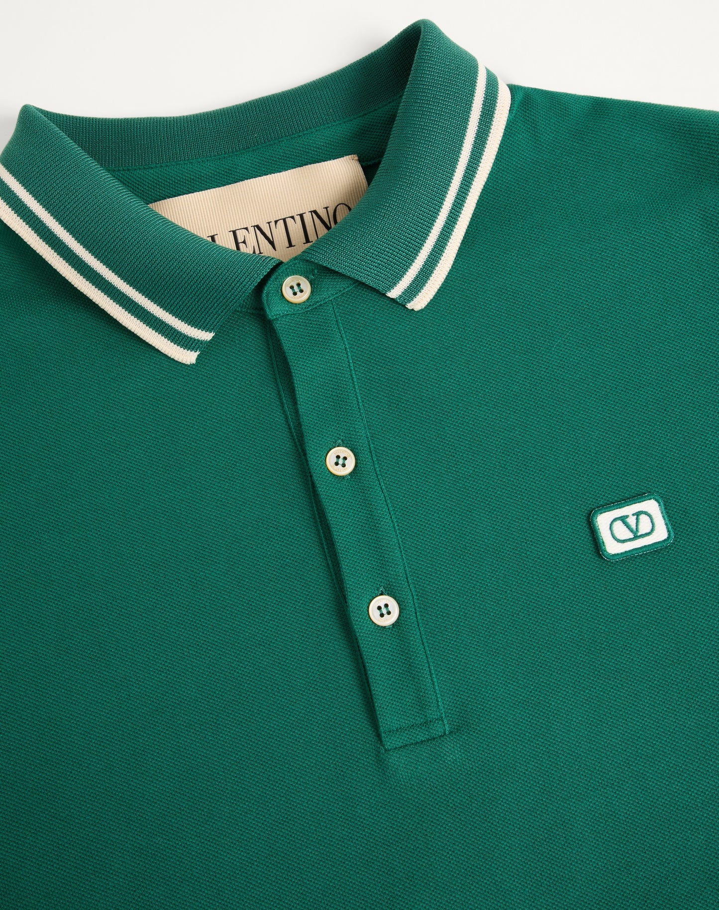 Cotton Piqué Polo Shirt With Vlogo Patch