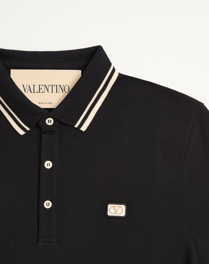 Cotton Piqué Polo Shirt With Vlogo Patch