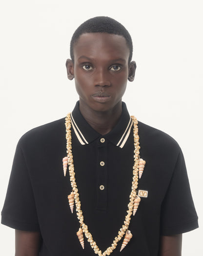 Cotton Piqué Polo Shirt With Vlogo Patch