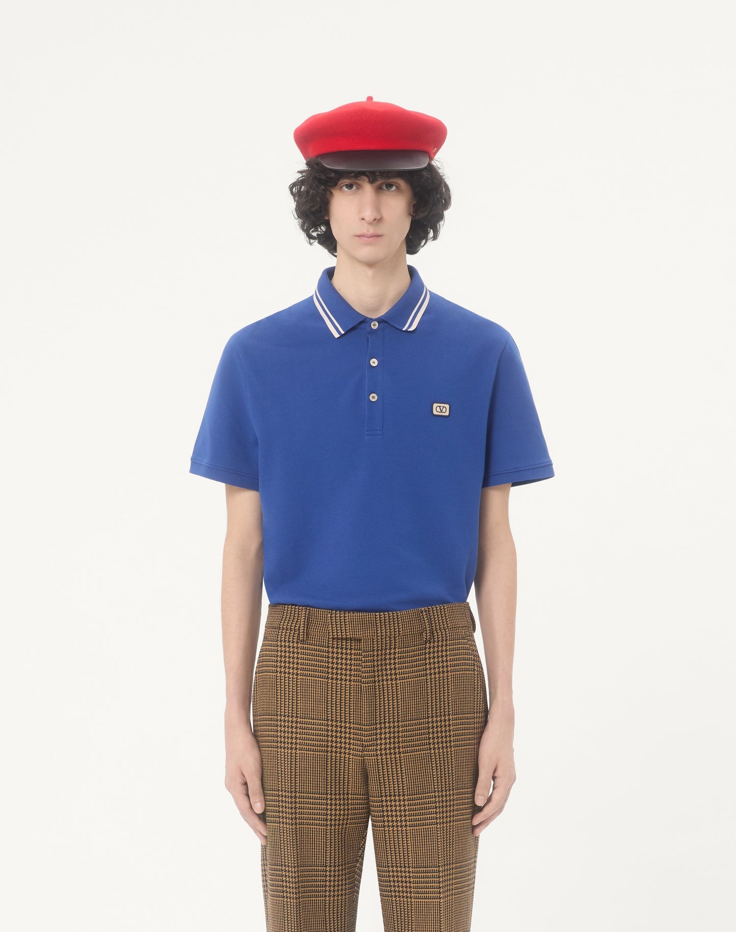 Cotton Piqué Polo Shirt With Vlogo Patch