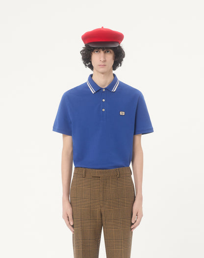 Cotton Piqué Polo Shirt With Vlogo Patch