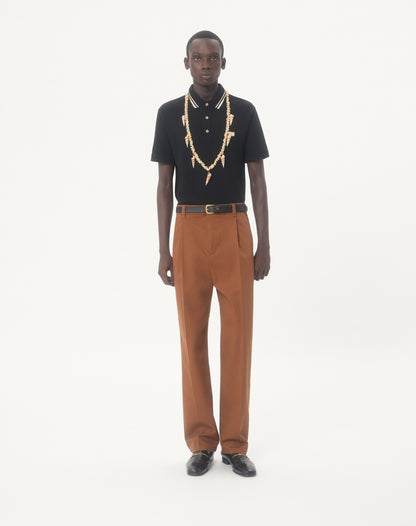 Cotton Piqué Polo Shirt With Vlogo Patch