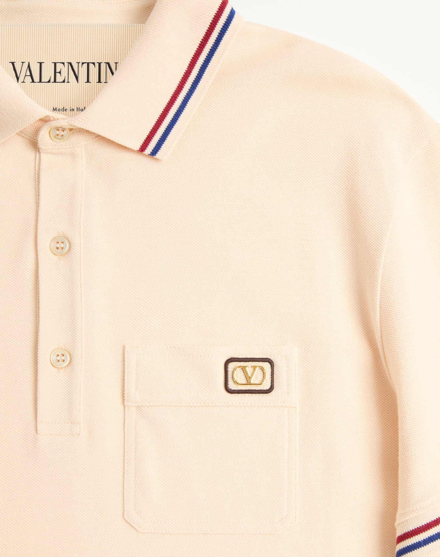 Cotton Piqué Polo Shirt With Vlogo Patch