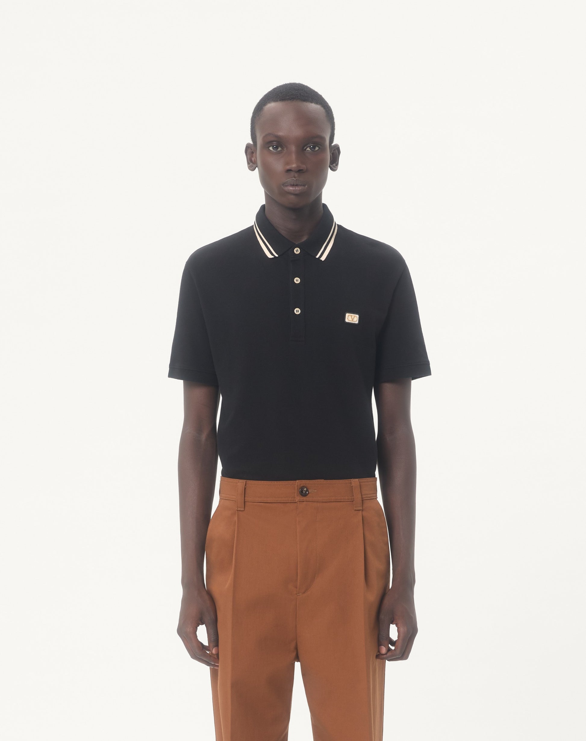 Cotton Piqué Polo Shirt With Vlogo Patch