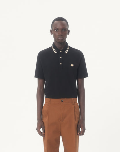 Cotton Piqué Polo Shirt With Vlogo Patch