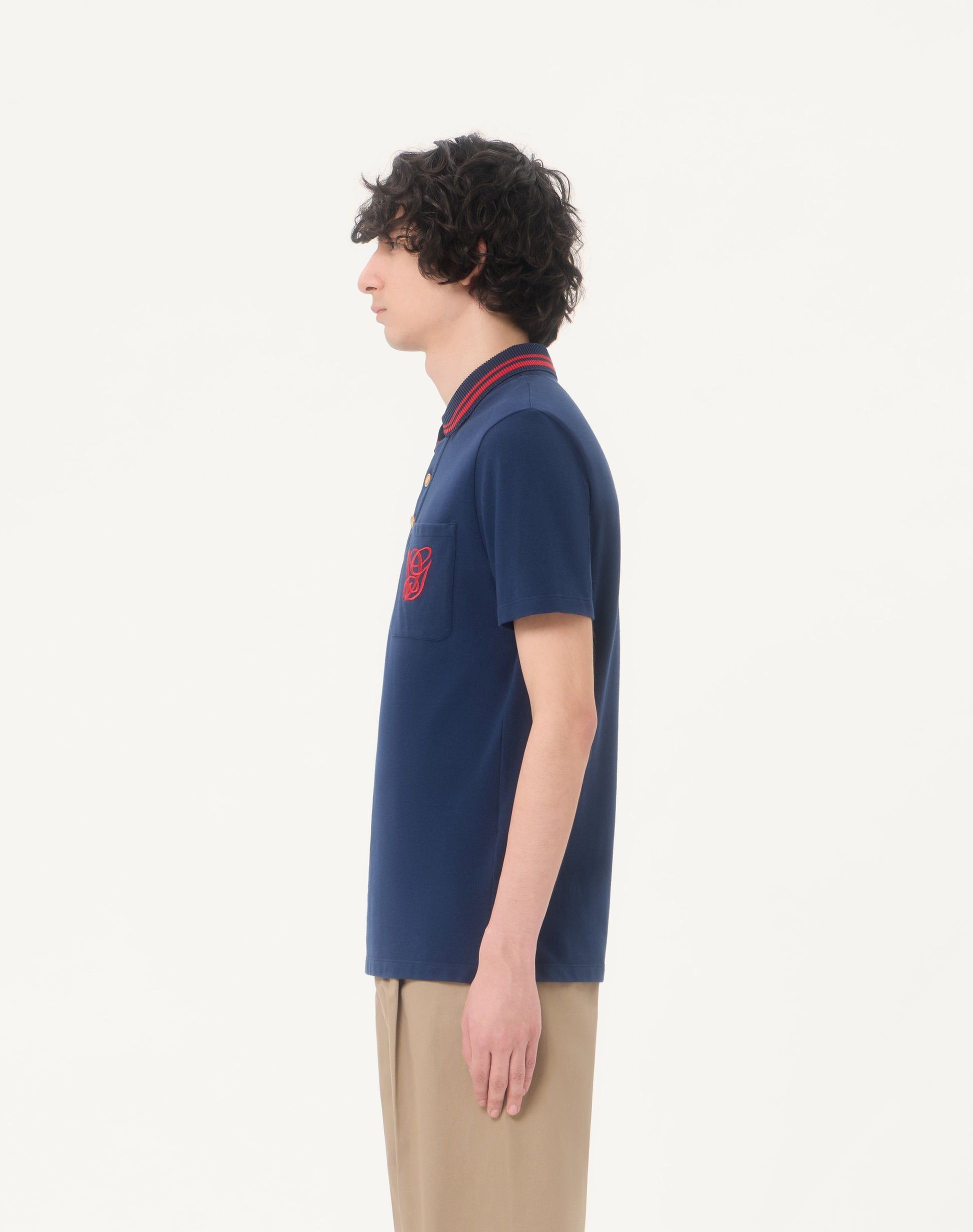 Cotton Piqué Polo Shirt With Vg Embroidery