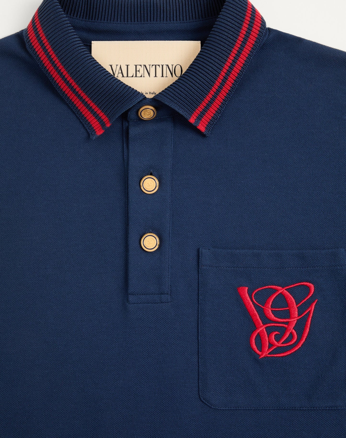 Cotton Piqué Polo Shirt With Vg Embroidery