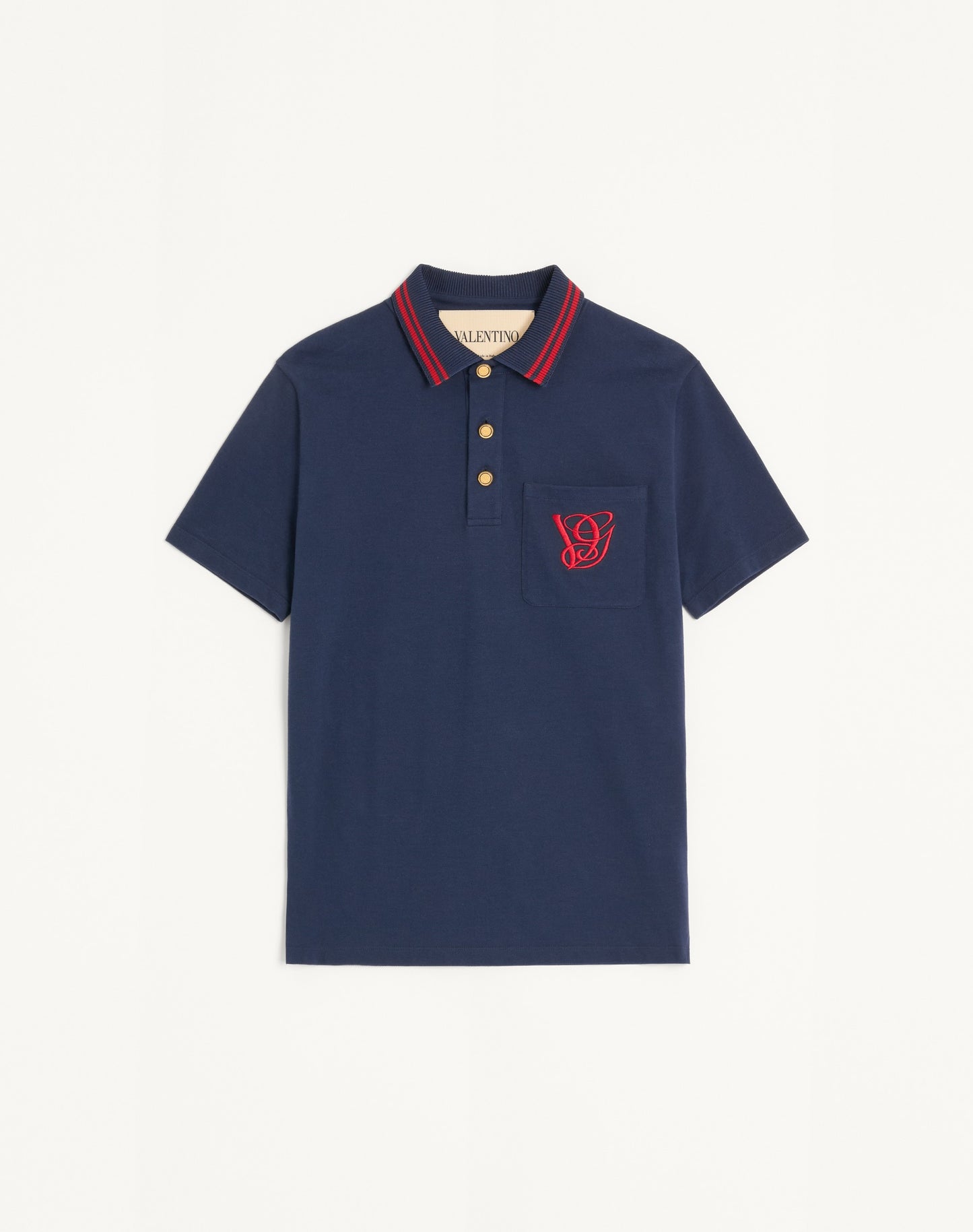 Cotton Piqué Polo Shirt With Vg Embroidery