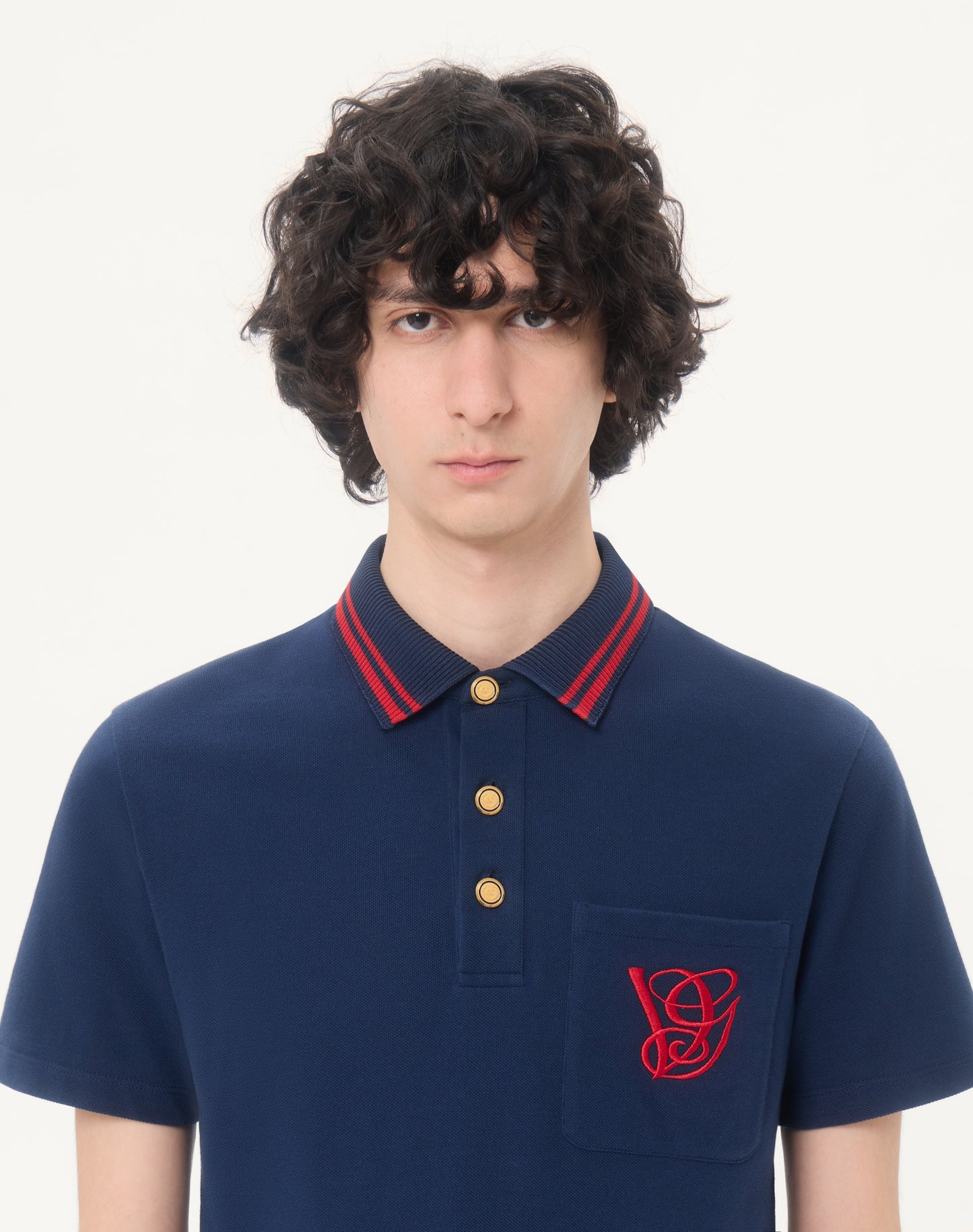 Cotton Piqué Polo Shirt With Vg Embroidery