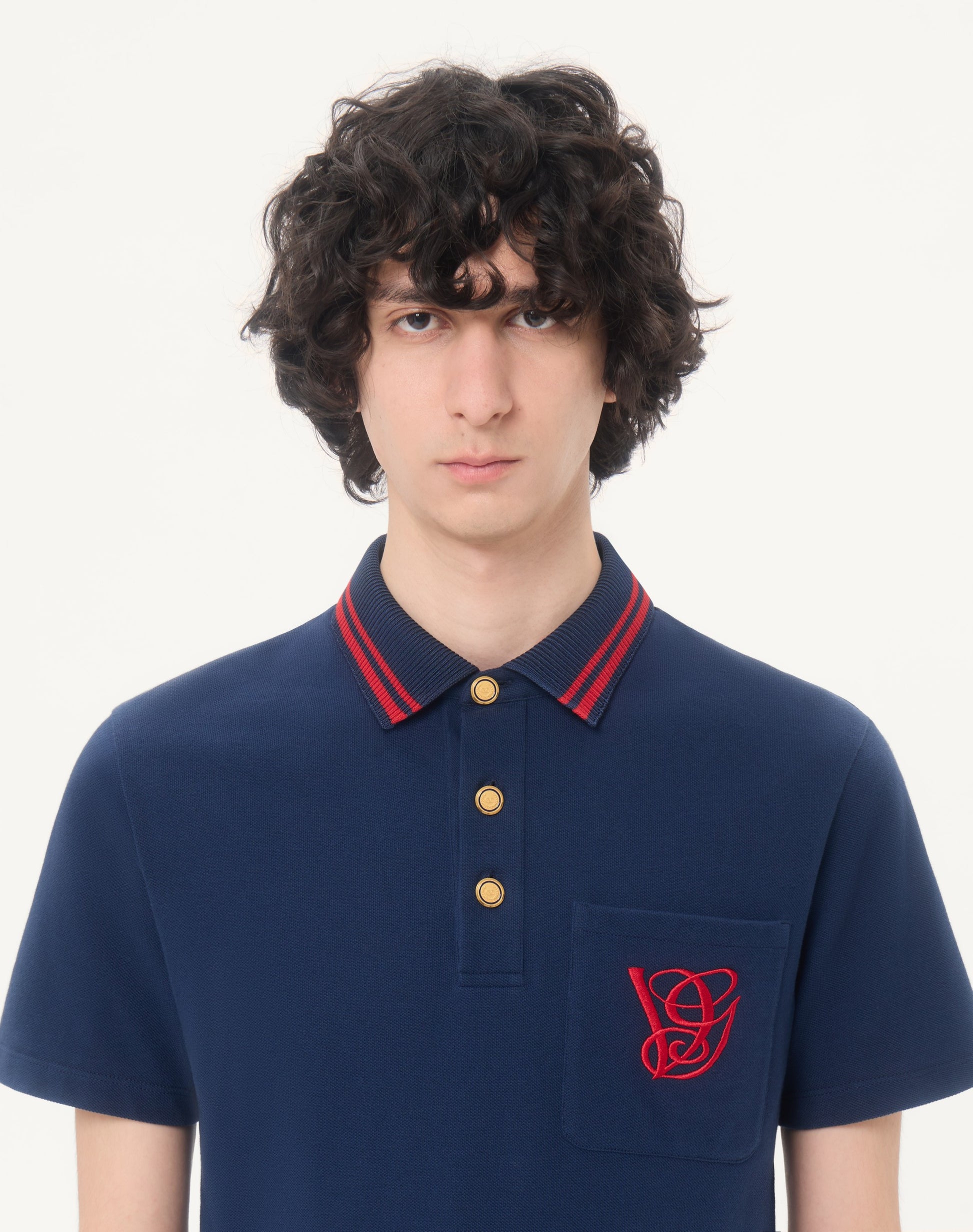 Cotton Piqué Polo Shirt With Vg Embroidery
