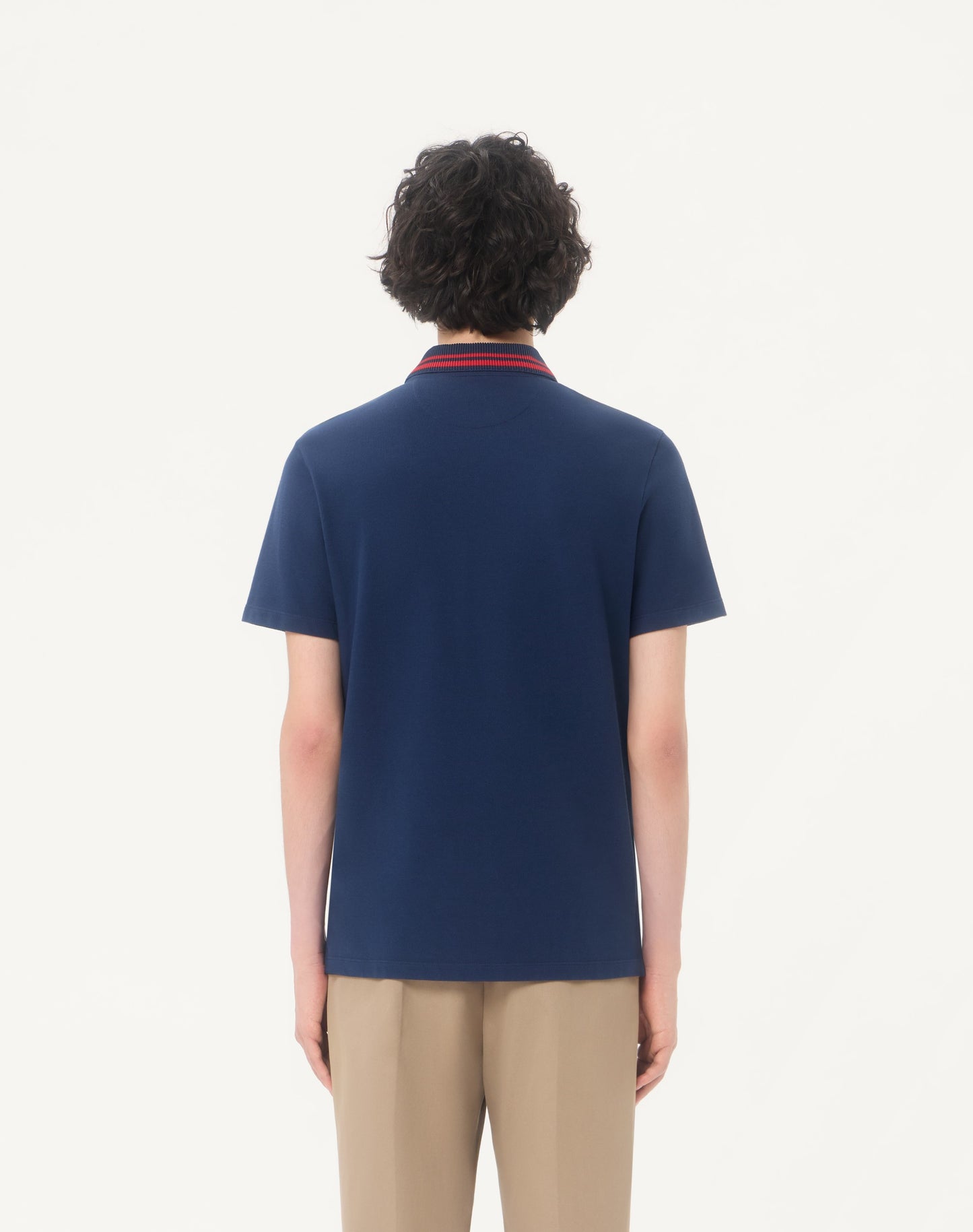 Cotton Piqué Polo Shirt With Vg Embroidery