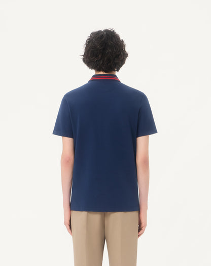 Cotton Piqué Polo Shirt With Vg Embroidery