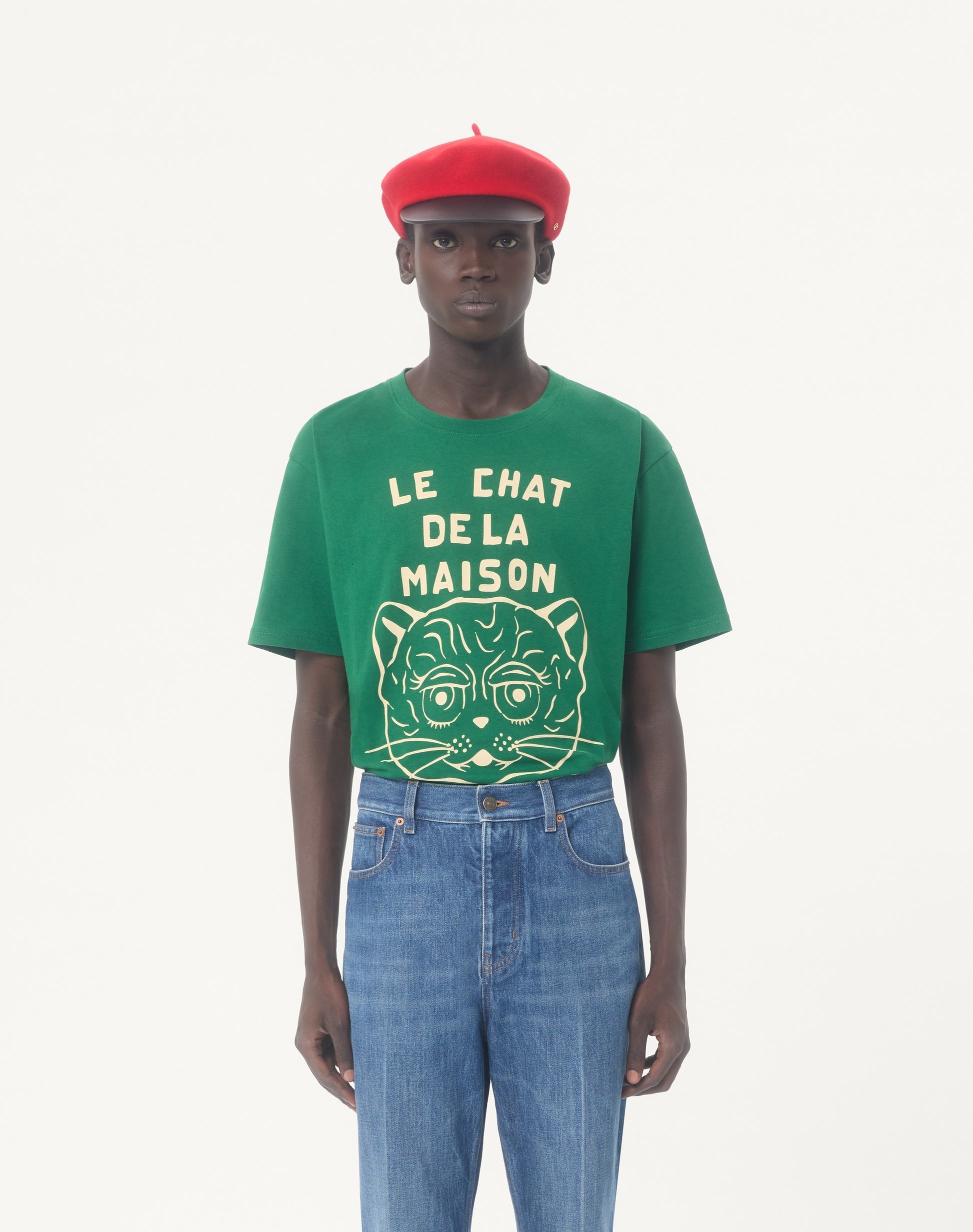 Cotton T-shirt With Le Chat De La Maison Print