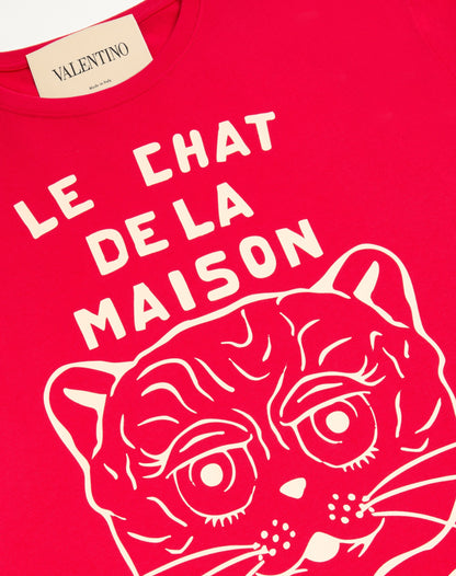 Cotton T-shirt With Le Chat De La Maison Print