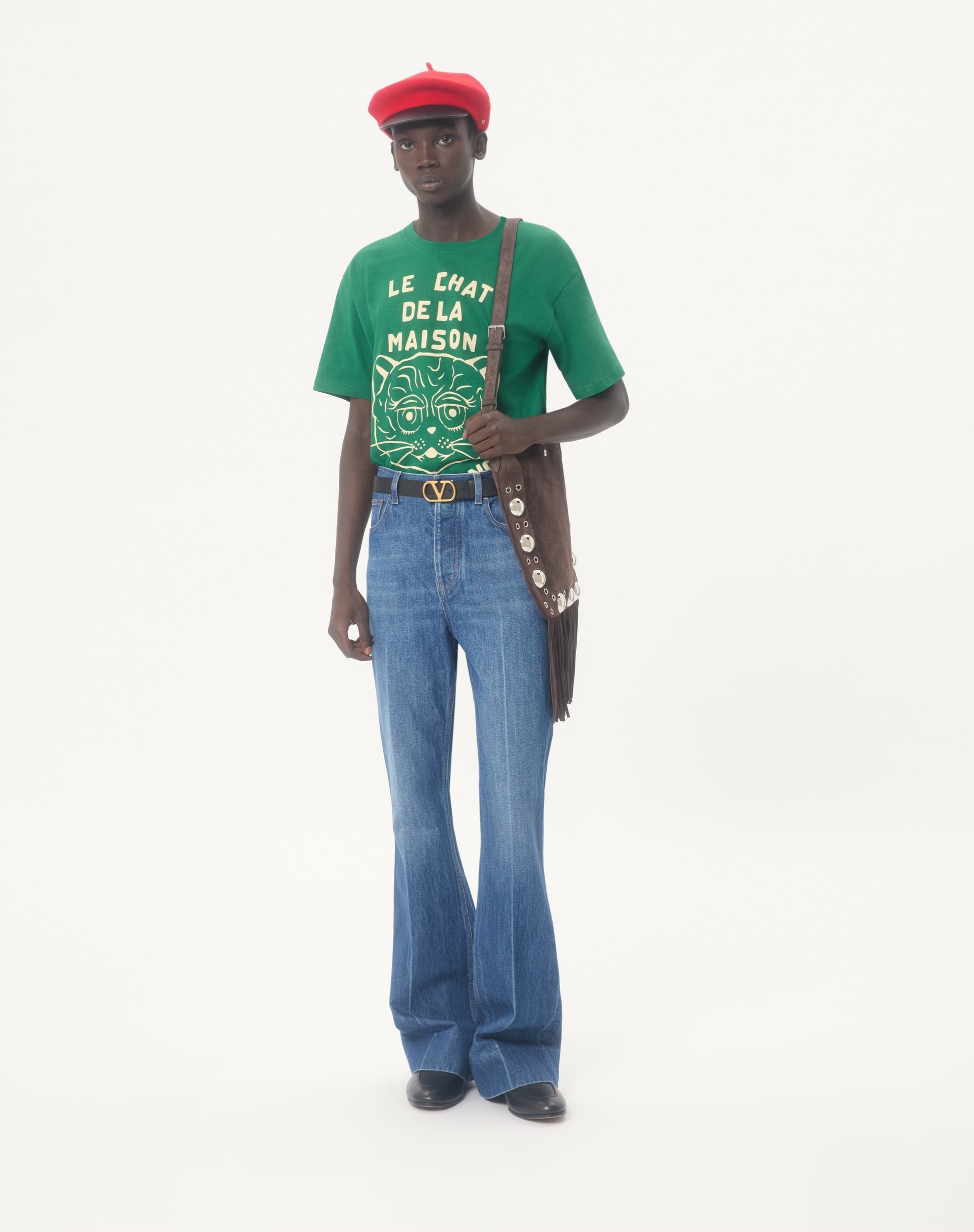 Cotton T-shirt With Le Chat De La Maison Print