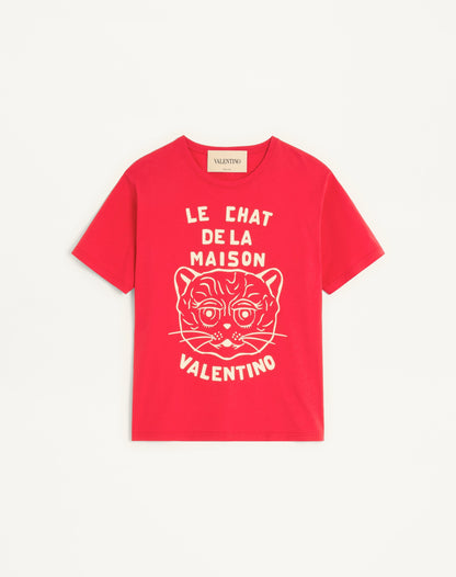 Cotton T-shirt With Le Chat De La Maison Print