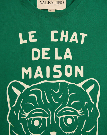 Cotton T-shirt With Le Chat De La Maison Print